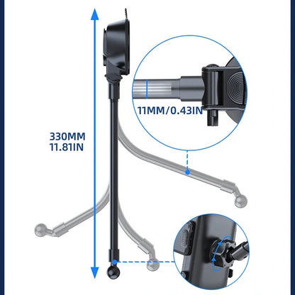 360° Rotating Car Phone Holder Universal Windshield Dashboard Phone Mount Flexible Long Arm Bracket Support GPS Suction Base