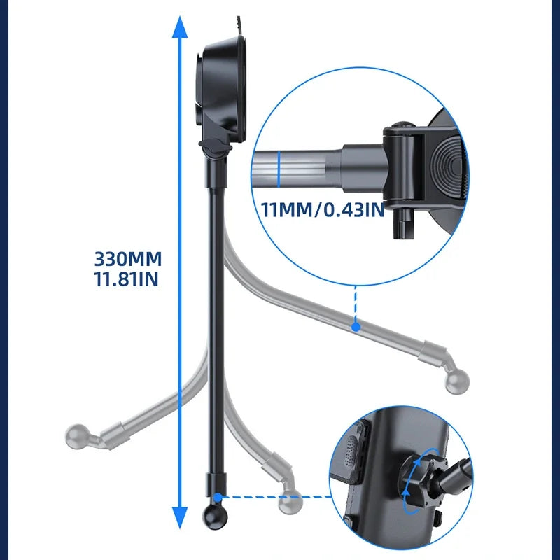 360° Rotating Car Phone Holder Universal Windshield Dashboard Phone Mount Flexible Long Arm Bracket Support GPS Suction Base