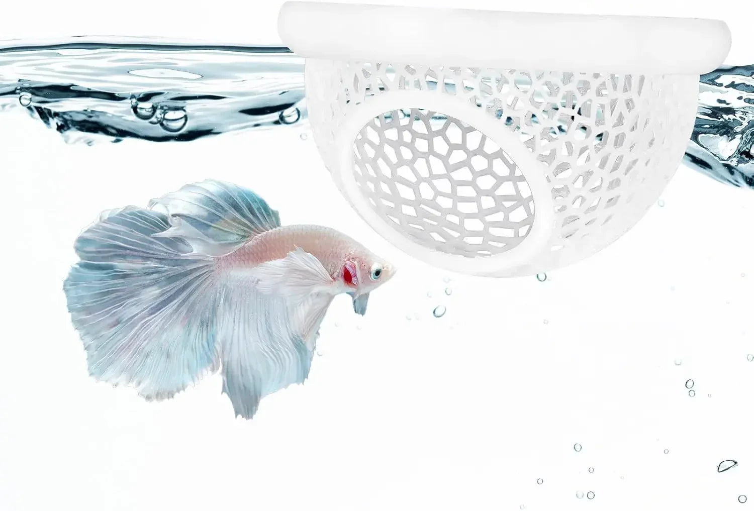 Aqaurium Floating Cave Fish Shrimp Hideout Shelter 3-in-1 Hammock Feeding Ring & Resting Spot for Betta Small Aquatic Pets