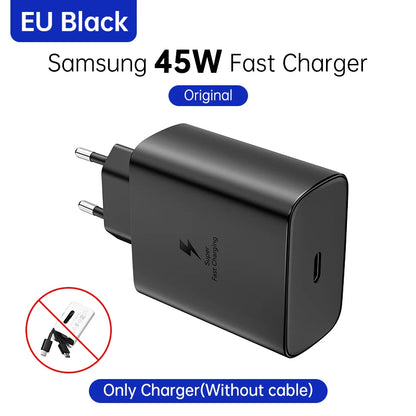 Cargador de pared Samsung PD de 45 W, carga superrápida, original de EE. UU., cable USB C a tipo C de 5 A, para Galaxy S25, S24, S23, S22 Ultra, A54, A53 y Note20.