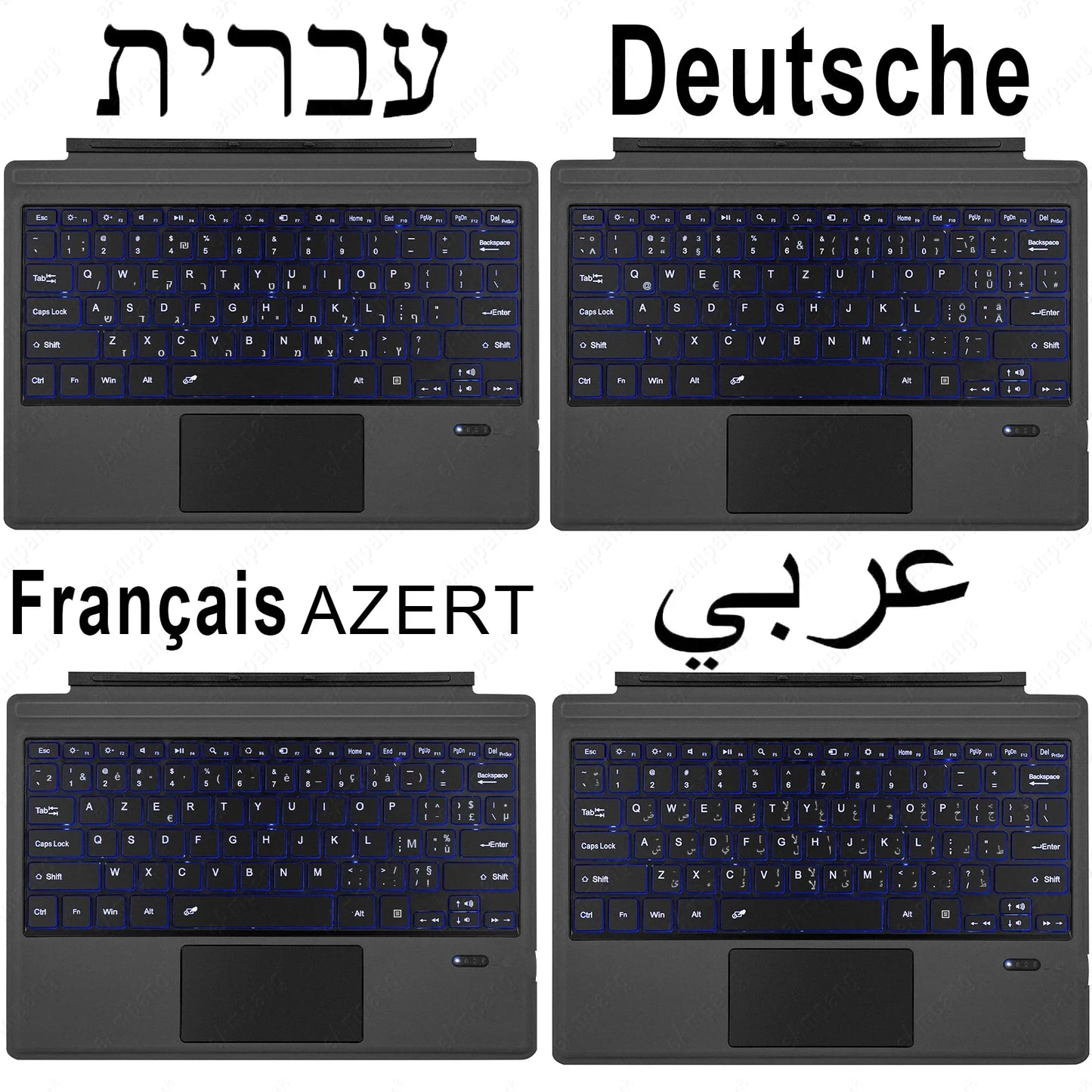 Trackpad Keyboard for Microsoft Surface Pro 3 4 5 6 7 8 9 X Backlit Russian Spanish Arabic Portuguese French Hebrew Keyboard