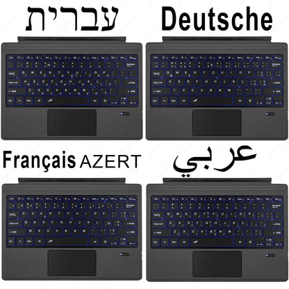 Trackpad Keyboard for Microsoft Surface Pro 3 4 5 6 7 8 9 X Backlit Russian Spanish Arabic Portuguese French Hebrew Keyboard