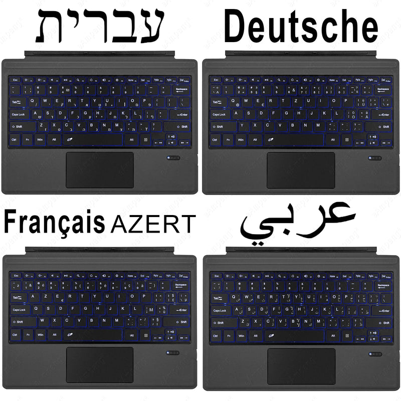 Trackpad Keyboard for Microsoft Surface Pro 3 4 5 6 7 8 9 X Backlit Russian Spanish Arabic Portuguese French Hebrew Keyboard