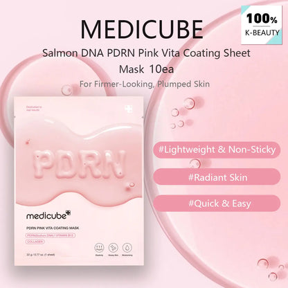 medicube Salmon DNA PDRN Pink Vita Coating Sheet Mask 10ea,Hydrogel Sheet Technology,Korean Skincare,K-Beauty,Korean Makeup