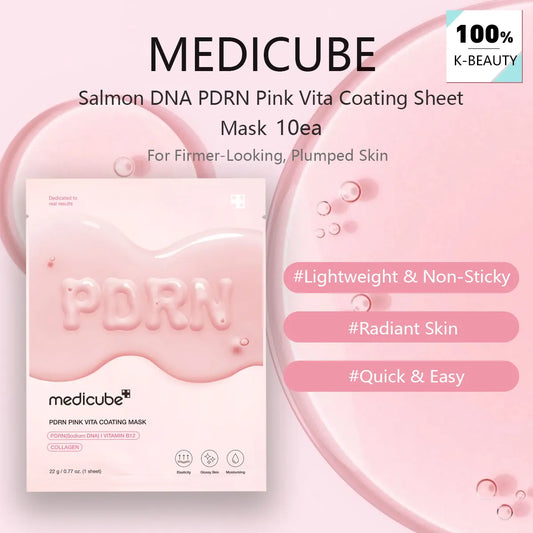 medicube Salmon DNA PDRN Pink Vita Coating Sheet Mask 10ea,Hydrogel Sheet Technology,Korean Skincare,K-Beauty,Korean Makeup