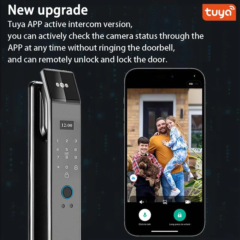 XSDTS Wifi Tuya APP Face Recognition Smart Door Lock With Camera Video Call Voice Intercom Digital Door Lock Automatic Door Lock