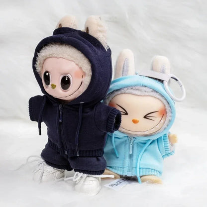 For Labubu Casual Sweatsuit Set Comfy Clothes for Labubu 15/17cm Dolls Featuring Ribbed Hem Details Fashion Doll Accessories