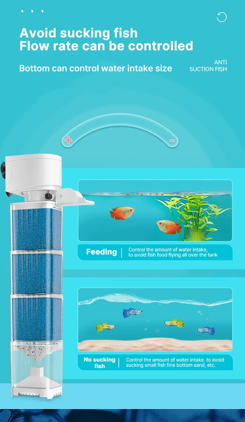 Aquarium Filter Pump Fish Tank Submersible Silent Air Oxygen Aerator Internal Water Pump Aquarium Air Pump Wave Maker 220v