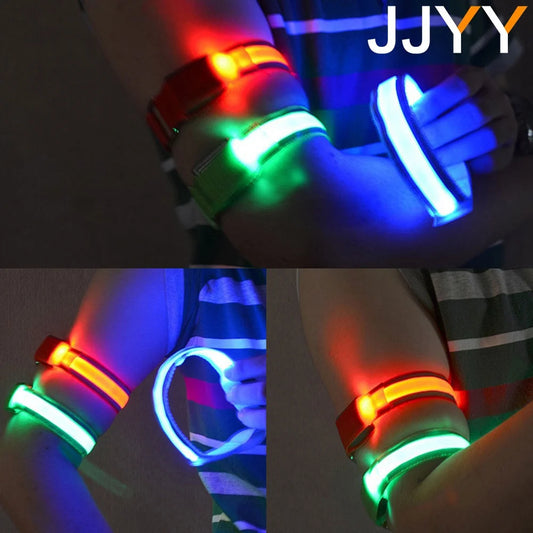 JJYY 1 brazalete deportivo para exteriores, para correr de noche, con luz LED, recargable vía USB, para seguridad, para brazo y pierna, pulsera de advertencia para ciclismo y bicicleta