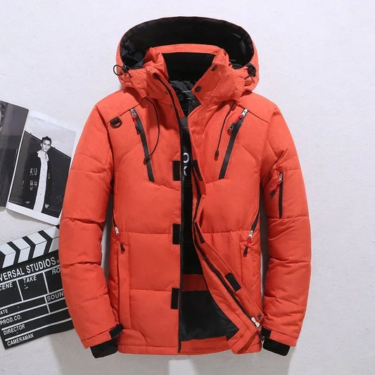 Nuevas chaquetas acolchadas informales con capucha de invierno para hombre, abrigos de plumón de pato blanco de alta calidad para exteriores, resistentes al viento, cálidas, parkas de invierno, talla 5