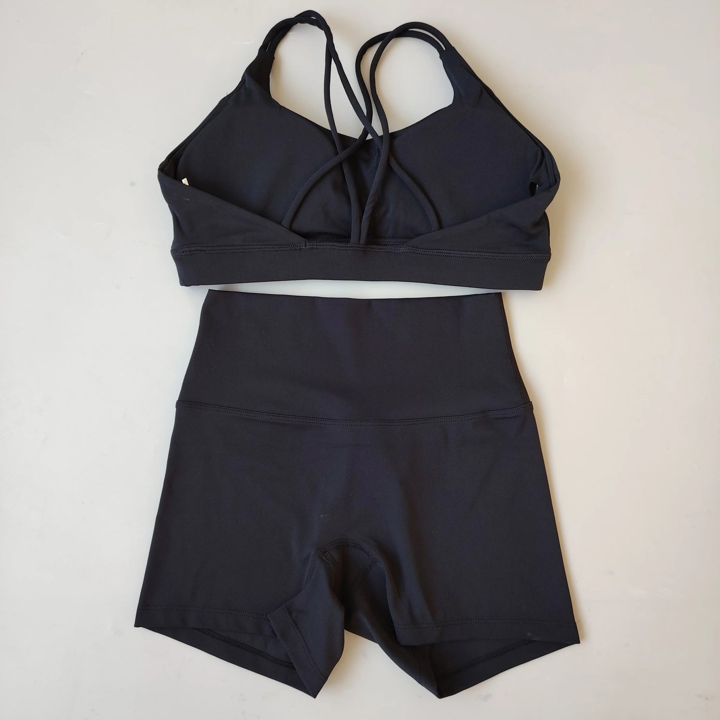 Women Gym Suit Yoga Clothes Shorts Leggings+ Bra 2-Piece Set Running Exercise Fitness Sportswear High Waist Cross Beautiful Back
