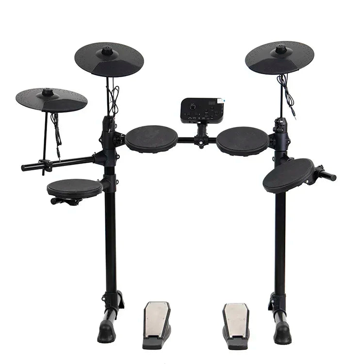 Batería electrónica de 4 tambores y 3 platillos, de silicona, 180 tonos, con interfaz USB, MIDI y auriculares.