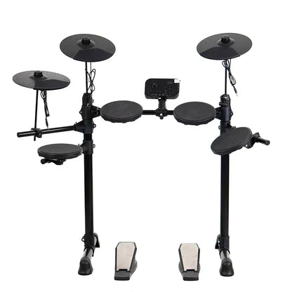 Batería electrónica de 4 tambores y 3 platillos, de silicona, 180 tonos, con interfaz USB, MIDI y auriculares.