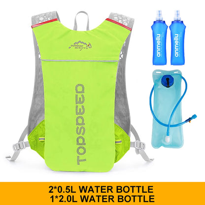 Mochila ultraligera de 5 l para correr en senderos al aire libre, chaleco de hidratación para correr, bolsa transpirable para ciclismo de maratón, botella de agua de 500 ml.