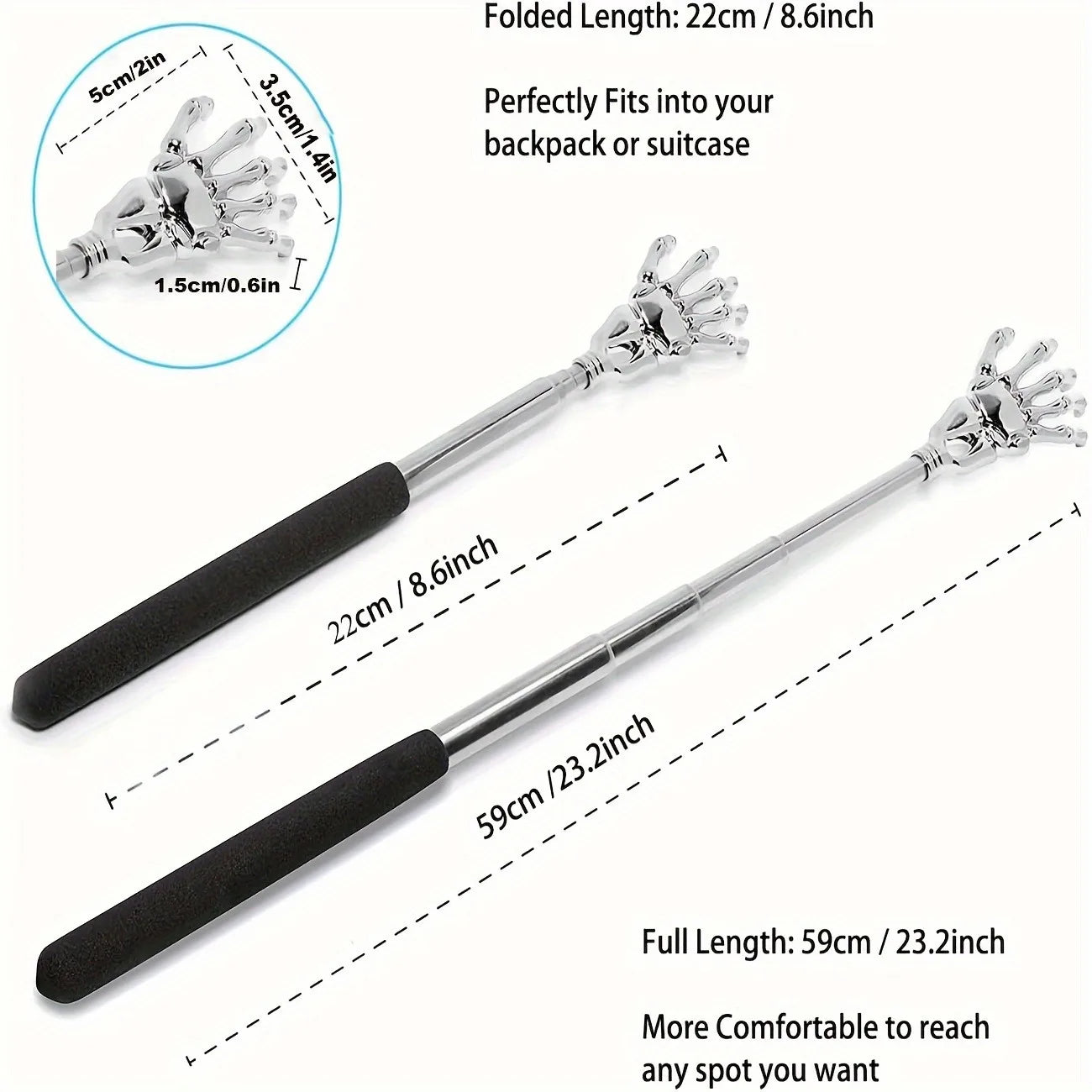 Skull Palm Telescopic Back Scratcher Hand Massager Back Slap with Rubber Handles Fun and Novel Tool for Decompression Hand Stick