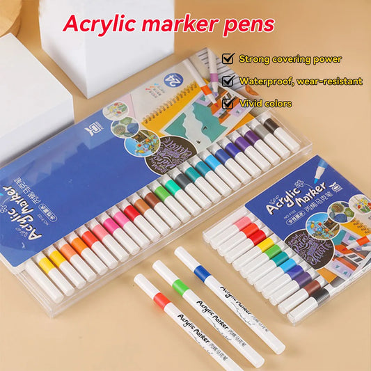 Acrylic marker pen set/12-60 colors/multi-purpose art watercolor pen/quick-drying/student painting marker/stationery supplies