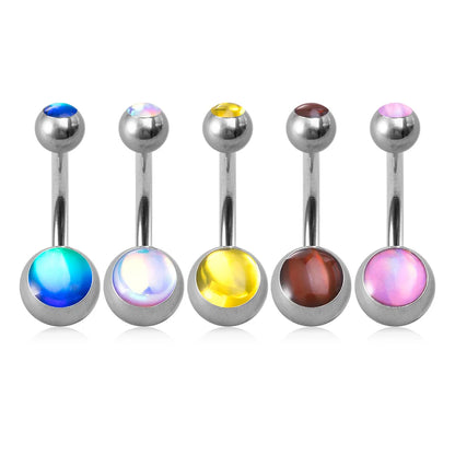 5Pcs 14G Navel Piercing Jewelry Set Sexy Colorful Acrylic Belly Piercing for Women 316L Surgical Steel Bar Belly Button Rings