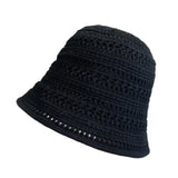 Hollow Out Crochet Sun Hat Wide Brim Bucket Hat Knitted Fisherman Hat Foldable Visor Small Fresh Simple Outdoor Casual Beach Cap