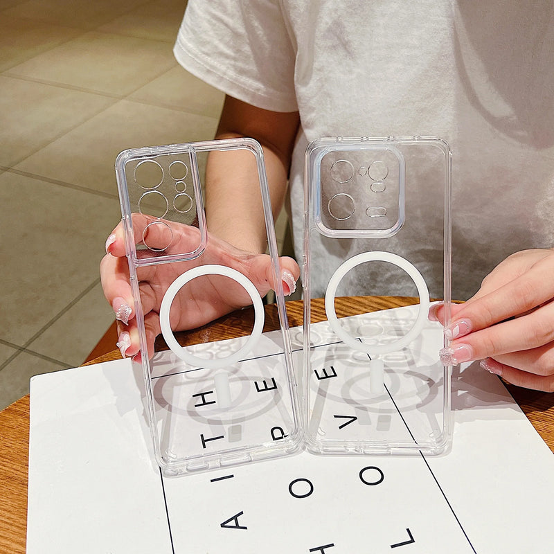 Transparent For Magsafe Case for Xiaomi Mi 15 14 13 Pro Ultra 13T 14T Redmi Note 13 14 4G 5G Magnetic Shockproof Hard Cover