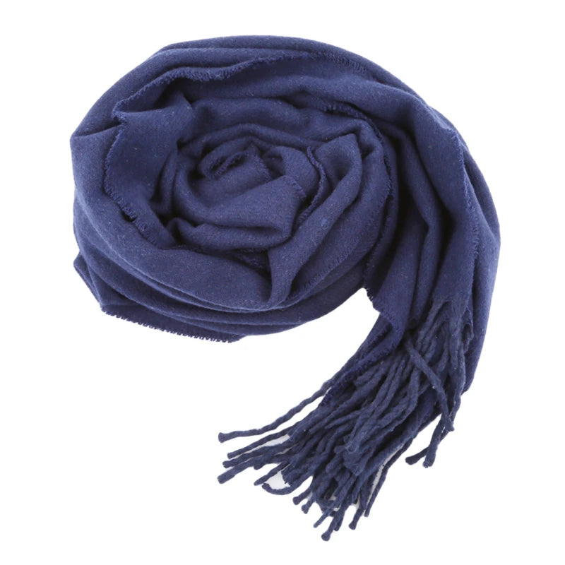Classic Solid Colors Scarves Men Cashmere Soft Knitted Striped Scarf Long Tassel Neck Warmer Men'S Winter Scarf 2023 New