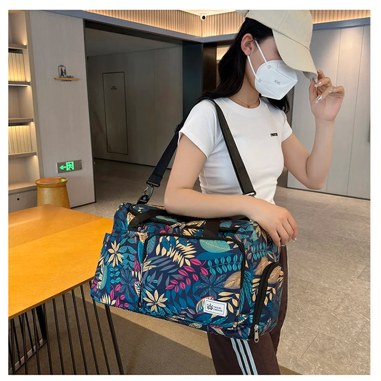 Oxford Leaves Large Capacity Travel Tote 2026 New High Quality Durable Bags Portable Daily Commute Versatile Travel Bags