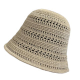 Hollow Out Crochet Sun Hat Wide Brim Bucket Hat Knitted Fisherman Hat Foldable Visor Small Fresh Simple Outdoor Casual Beach Cap