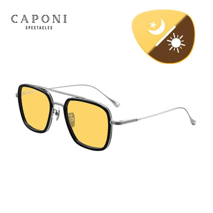 Gafas de sol CAPONI de visión nocturna, fotocromáticas, UV400, de diseñador de marca, de acetato de titanio puro, para hombre, BSYS6618