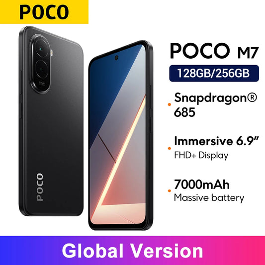 Global Version POCO M7 Snapdragon 685 Smartphone Immersive 6.9" 144Hz FHD+ Display 7000mAh battery 33W Charging NFC