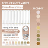 Languo 9pcs/box Soft Brush Acrylic Marker Pen Set, DIY Hand Drawn, Paint Art Markers pens, Student Graffiti Acrylic Paint Pens, M720