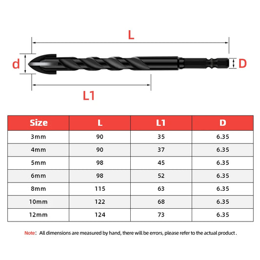 Cross Hex Drill Bit Set For Concrete Porcelain Tile Glass Metal Professional Multifunction Drill Bits Kit Tools Carbide Drills