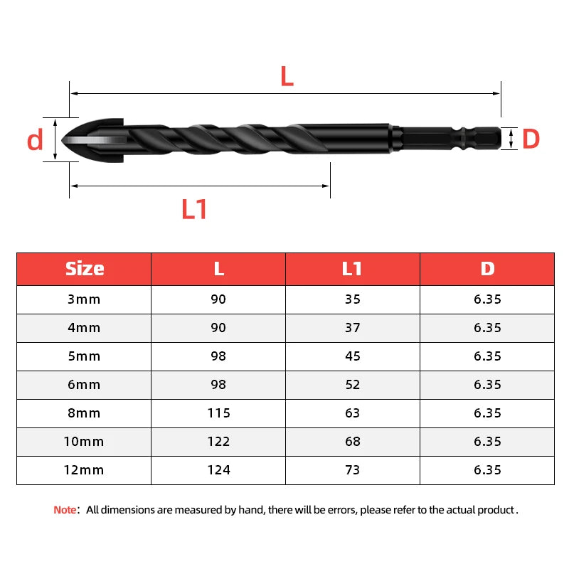 Cross Hex Drill Bit Set For Concrete Porcelain Tile Glass Metal Professional Multifunction Drill Bits Kit Tools Carbide Drills