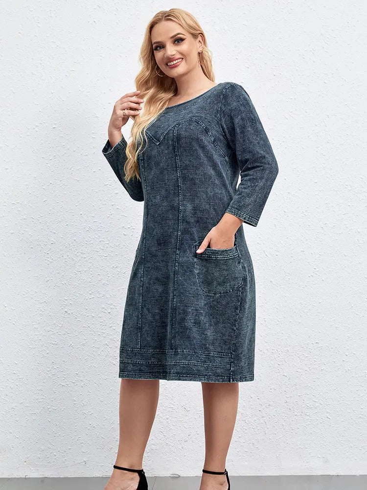 Vestido jeans casual feminino plus size solto ajuste mini vestido várias cores disponíveis