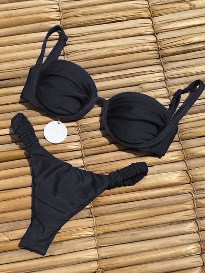 Bikini Push Up 2024, traje de baño sexy para mujer, traje de baño femenino, conjunto de bikini sexy, bikini brasileño, traje de baño sólido brillante, ropa de playa