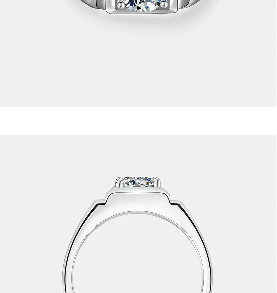 PERFANY 1/2CT Moissanite Ring for Men S925 Pure Silver Sparkling Diamond Domineering Wedding Ring Luxury Wedding Jewelry Gift