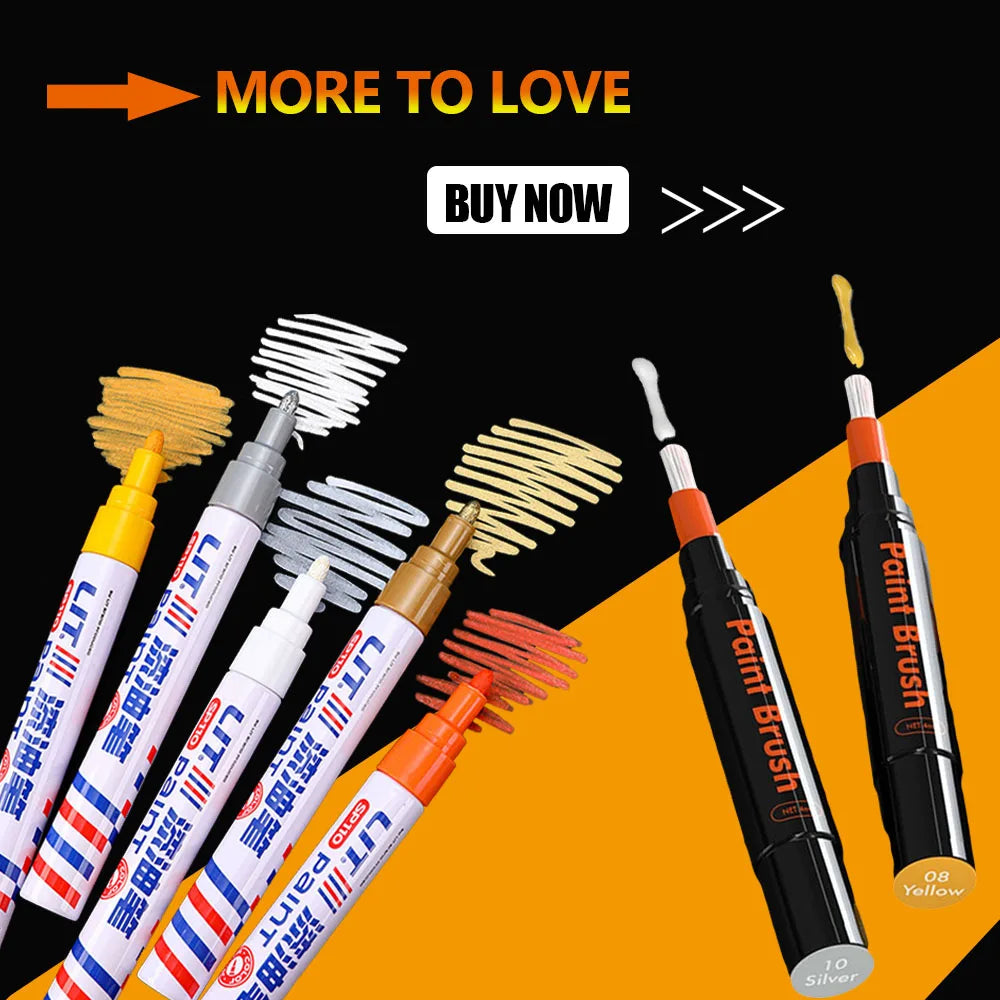 Car Paint Pen Waterproof Car Tire Tread Oil-Based Painting Marker Permanent Auto Scratch Repair Touch Up Paint Pen Quick Dry