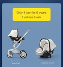 Baby Stroller 3in1,Luxury Baby Carriage with Car Seat,Eggshell Newborn Stroller Leather High Landscape PU leather