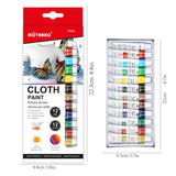 MOTARRO 12 Colors/Box Fabric Paint Set Permanent Textile Paint 12ml for Clothes Canvas Shoes Painting Supplies