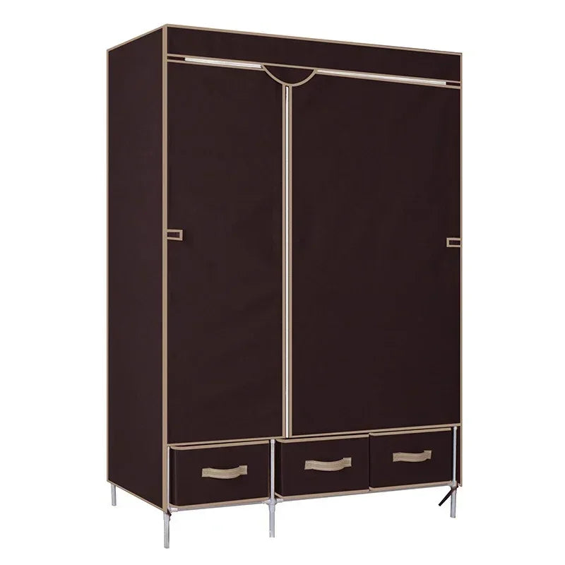 Simple Wardrobe New Storage locker Wardrobe Thickened 19 Pipe Steel Pipe 112CM Long Comes with 3 Storage Boxes, home furniture