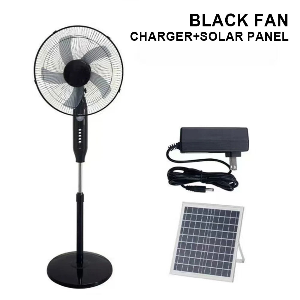 Solar Powered Floor Fan10 - 12H Runtime3 Speed Adjustable Portable Floor Fan for Home Blackout Emergency USB Port & Night Light