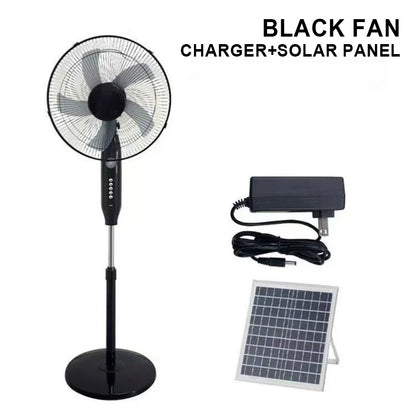 Solar Powered Floor Fan10 - 12H Runtime3 Speed Adjustable Portable Floor Fan for Home Blackout Emergency USB Port & Night Light