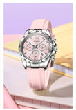 Relógio feminino de Olevs de luxo pulseira de silicone cronógrafo multifuncional calendário a prova de agua 5618