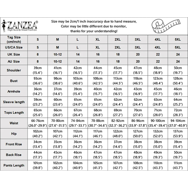 ZANZEA Plus Size 5XL Womens Casual Pant Suits Long Sleeve Shirt & Elastic Waist Pant 2 Pieces Sets Spring Solid Color Outfits