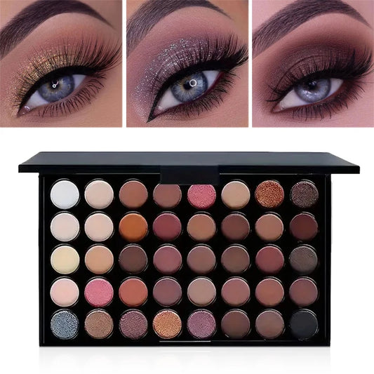 Paleta de sombras de ojos con purpurina para mujer, mate, resistente al agua, de larga duración, en polvo compacto, kit de maquillaje de ojos, cosméticos de moda, 40 colores 