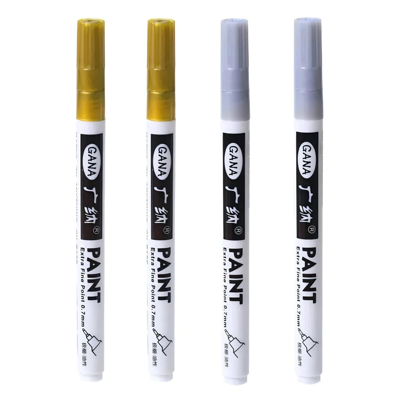 Fine tip permanent Paint Marker Pen DIY Paint Metallic Pen Permanent Gold SILVER Marker Touch Up,School Model Painting