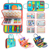 Tablero ocupado Montessori para niños pequeños, juguetes educativos sensoriales ocupados de 1 a 3 años, juguetes de viaje