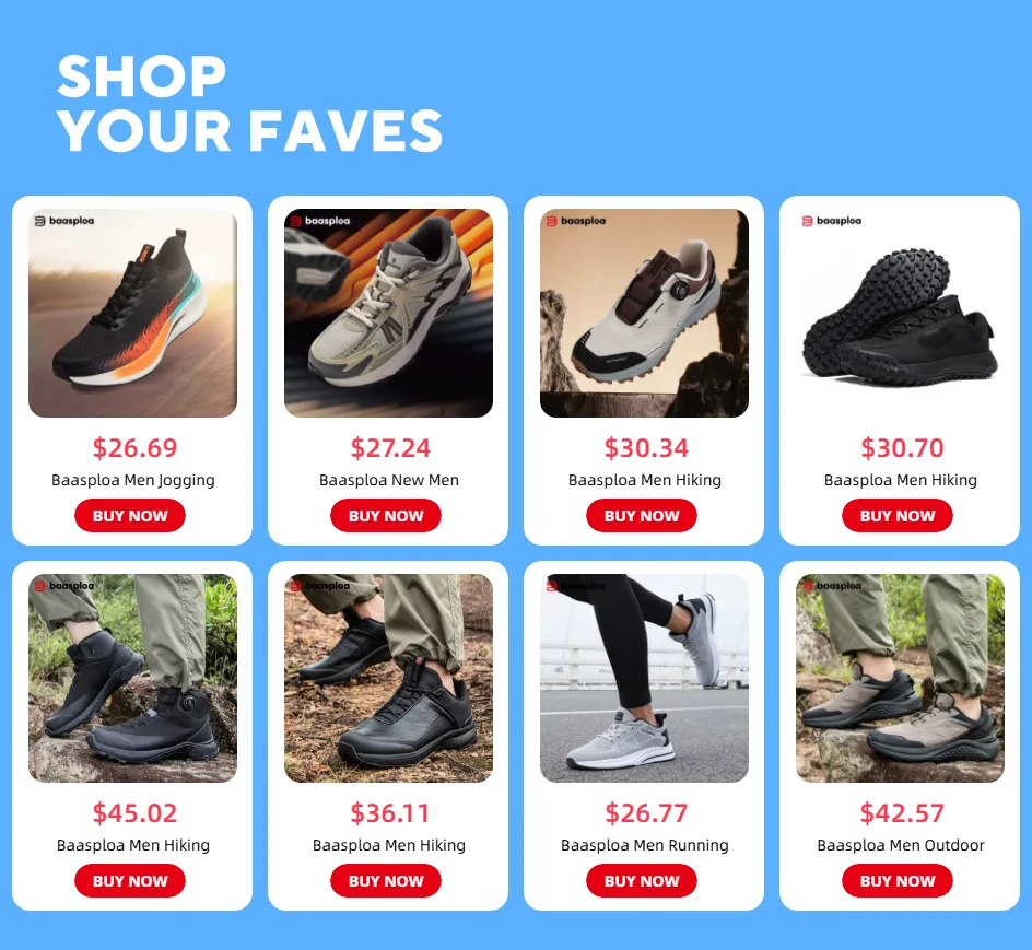 Baasploa Lightweight Running Shoes For Men 2023 Men's Designer Mesh Casual Sneakers Lace-Up Male Outdoor Sports Tennis Shoe