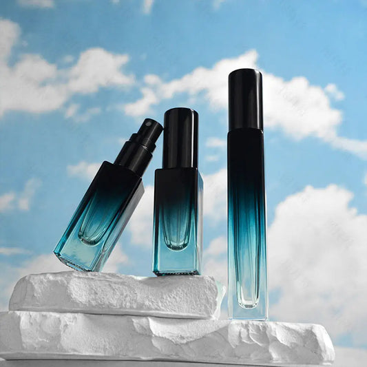 5ml/10ml Gradient Color Perfume Bottle Square Glass Spray Bottle Travel Portable Sample Fragrance Atomizer Refillable Container