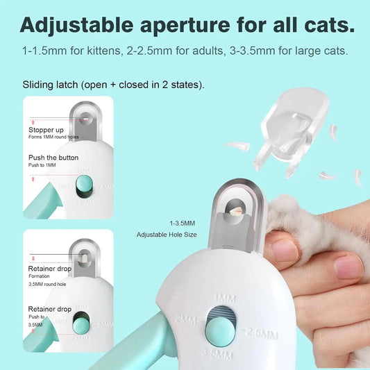 Herramientas de aseo profesional, recortador de uñas con orificio ajustable para mascotas, cortaúñas para perros y gatos pequeños y grandes
