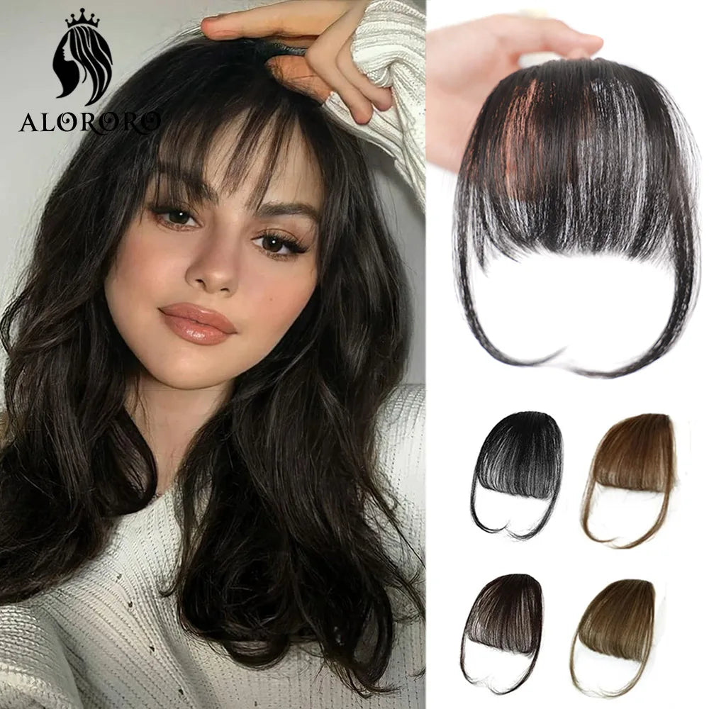 Franja de ar sintética invisível falsa, extensão de cabelo com prendedor frontal, peças de cabelo, franja de ar, fibra, bom acessório de estilo de cabelo