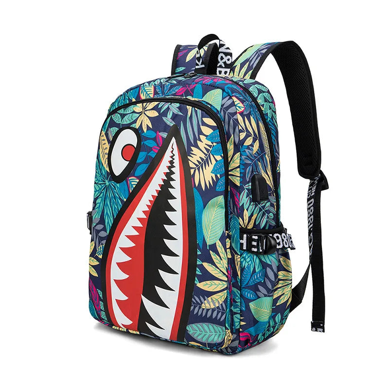Camo Bookbag for Middle Shark Backpack Boys for Kids School Bags Travel Back Pack
